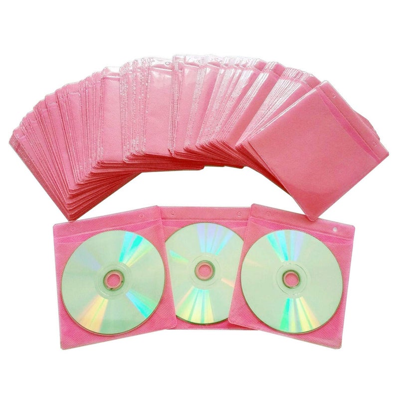 HAPLIVES CD/DVD/BluRay Sleeves,Double-Sided Refill Plastic Sleeve for CD and DVD Storage Binders,100 Pack (Pink) - Image 5